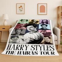 madingas Harry Styles dainininkas žvaigždė flanelinis pledas minkštas šiltas pledas miegamajam svetainei lovai kelionei stovyklavimui iškylai dovana 75x90cm gray