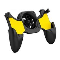 S02 Mobile Phone Gamepad Joystick Controller with Air-cooled Cooling Fan for IPhone Android PUBG Game Cooler Handle Accessories Standard yellow