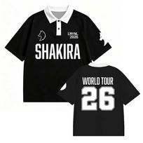 Shakira LMYNL 2026 Polo marškinėliai Pasaulinio turo dizainas Grafinis Merch Viršutiniai drabužiai Trumpomis rankovėmis Vasariniai Laisvi Madingi drabužiai Unisex Gatvės stilius XXXL black