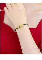 Shuibei 999 Pure Gold 3D Pixiu Baby Bracelet - Unisex Woven Hand Rope Single Bracelet beige