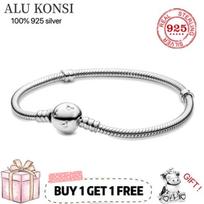 Išpardavimas Originalus Pandora apyrankės pagrindas moterims Tikras 100% 925 prabos sidabras Gyvatės grandinėlės apyrankė Pakabukai Pasidaryk pats Aukštos kokybės papuošalai 17cm white