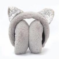 New Lovely Winter Warm Cat Ear Warmers Glitter Ears Plush Earmuffs for Women Playful Girls Ear Muffs Cold Protection Warm Hot black