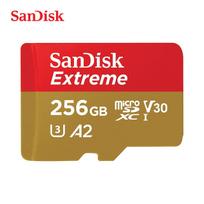 SanDisk Extreme Micro SD kortelė 128GB 256GB microSD TF kortelė Atminties kortelės U3 4K V30 A2 Class 10 UHS-1 flash kortelė 32GB 64GB 512GB Telefonui, kamerai, GoPro 【256GB】