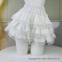 Saldus baltas pūstas nėriniuotas baleto sijonas - Petite, Aukštu juosmeniu, Elastinga juosmens juosta Fits 80-135 lbs white
