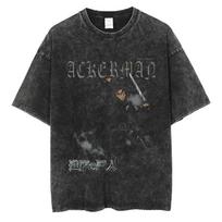 Harajuku Anime Ataka Titanų Levi Ackerman Spaudas Marškinėliai Vyrams Moterims Patogūs Marškinėliai Kasdieniai Laisvi Marškinėliai Vyriški Medvilniniai Marškinėliai 4XL black