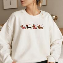Kalėdiniai takso šunų džemperiai Šunų mylėtojų hoodies Kawaii Kalėdiniai marškinėliai Takso šunys Moteriški ilgomis rankovėmis džemperiai Drabužiai XL beige
