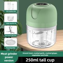 Elektrinis virtuvės maisto smulkintuvas Mini česnakų smulkintuvas USB nešiojamas mėsmalė daržovių smulkintuvas virtuvės įtaisams 250ml-3 blades žalia