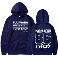 Initial D Manga Hachiroku Shift Drift unisex džemperis su gobtuvu Takumi Fujiwara Tofu parduotuvės pristatymas AE86 unisex drabužių prekės ženklo džemperis su gobtuvu XL black