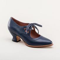 Retro „Mary Jane Pumps“ moteriška vintažinė nėriniuota suknelė žemakulne „Zapatos“ moteriško prekės ženklo dizaino drugelio sparno derbio didelio dydžio batai 35 tamsiai mėlyna