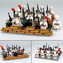 MOC Antrojo pasaulinio karo karinės serijos sniego kareivio minifigūrėlės konstravimo kaladėlės black