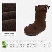 European Bag | Snuffy Girls' Winter Leather Boots - Warm Two-Layer Cotton, High-Top, For Baby Girls. 24 black