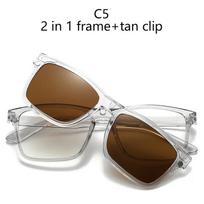 2 In 1 Magnetic Clip-On Sunglasses Black Polarized Light Multiple Lens Pieces Transparent Grey Glasses Colorful Clips 2 in 1 brown