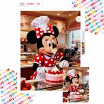 Disney Diamond Painting Kit 5D Full Round Diamond DIY Crafts Home Decoration Creative Gift Cute Minnie Cake Baking Fun Art Decoration Round 20x30cm black