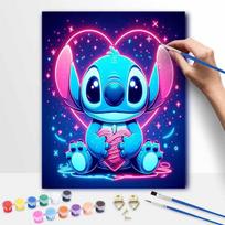 Disney Stitch neon heart oil painting kit home bedroom wall decoration creative handmade gift 20x30cm blue