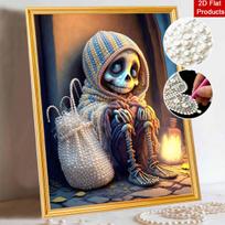 Halloween Pearl Painting Set Fantasy Skeleton 5D DIY Pearl Art Home Bedroom Wall Decor Handmade Gift Holiday Decorative Crafts 30x40 black