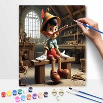 Disney DIY Painting Kit Pinocchio Puppet Classic Style Home Decor Craft Gift Idea Wall Art Ornament Painting Set Paint By Number Craft 40x50cm black