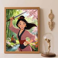 Disney Mulan Princess Sword Cherry Blossom Diamond Paint Painting Art Kit Handmade DIY5D Home Decor Gift Round 50x70cm