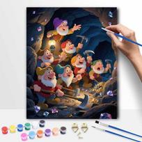 Disney seven dwarfs oil painting hand painting art kit coloring painting handmade diy home decoration gift 20x30cm brown