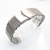 Šaunus Shark 1,2 mm storio pintas 304 nerūdijančio plieno tinklelio laikrodžio dirželis su tvirtu grandinės sagtimi, galimas 18, 20, 22, 24 mm dydžių gray