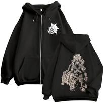 Anime My Hero Academia Katsuki Bakugo Zip Up Hoodies Men Women Fashion Harajuku Hoody Sweatshirt Fleece Loose Jackets Streetwear 3XL juoda