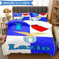 3PCS Lazio Football Club Emblem Bedding Set 2D Printing (Includes 1 Duvet Cover + 2 Pillowcases Coreless), Bedroom decor,Fan gift 180cmx210cm