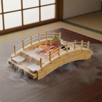 Sushi Boat Serving Tray Sturdy Construction Sushi Bridge Platter Arch Bridge Food Platter Detachable for Hotels, Catering Events