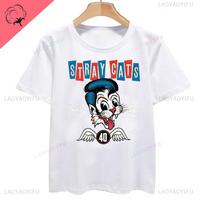 Klasikinis Stray Cats Roko Marškinėliai Amerikietiška Rockabilly Grupė Gerbėjai Hipsteris Gatvės Apranga Mada Kvėpuojantis Berniukas Mergaitė Unisex Marškinėliai Medvilnė L white