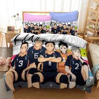 Haikyuu!! Patalynės komplektas 3D Anime Poliesterio Antklodės užvalkalas Pagalvės užvalkalai Karalienė Karalius Vaikams Dovana Tinklinis Anime Antklodės užvalkalų rinkiniai EU Single 135x200cm