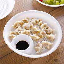 Double Layered Dumpling Plate With Vinegar Dish Multifunctional Dumpling Fruit French Fries Tray Can Drain Water 1pcs beige