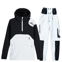 Unisex žiemos slidinėjimo kostiumas: Vėjui ir vandeniui atsparus, šiltas dvigubos lentos snieglentininko hoodie komplektas M Top + M Pants