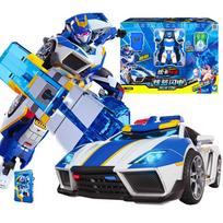 Naujas Metalinis Cardbot Transformuojantis Robotas į Automobilį Veiksmo Figūrėlės MĖLYNASIS POLICIJININKAS su Kortelės Transformacija Automobilio Žaislai Vaikui Dovanai With Color Box blue