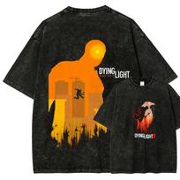 Dying Light Anime Mėgėjo Skalbta Marškinėliai Visų Metų Drabužiai Aukštos Kokybės Asmenybės Drabužiai Didelio Dydžio Unisex Naujas Modelis Pora Marškinėliai XL orange
