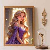 Disney diamond painting 5D round diamond full drill Rapunzel diy handmade stickers, home decoration paintings Round 50x70cm