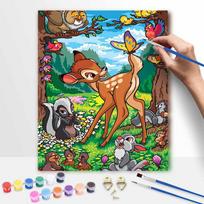 Disney Bambi Forest Animals Paint By Number Kit Drawing Canvas DIY Picture Home Decor For Wall Art Decor Painting Gifts 130 Characters 20x30cm blue