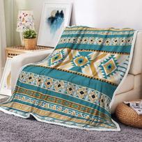 Actekų pledas, indėnų pietvakarių Navajo genties stiliaus šiltas pledas, boho vakarietiškas dekoras, flanelinis jaukus pledas Size: 75*100cm, Weight: 230 GSM