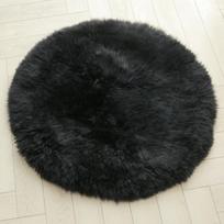 Ilgaplaukė vilna Tikra avies oda Merino avies odos kailis Kėdės Sofos Sėdimųjų pagalvėlių Apvalus pagalvė su putų užpildu Diameter 35CM juoda