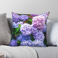 Purple Hydrangea Blooming Square Pillowcase Polyester Linen Velvet Creative Zip Decor Bed Cushion Cover 30X30CM black