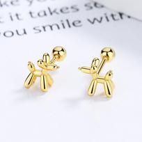 Monkton 925 Silver Balloon Dog Cartilage Stud Earrings Gold Plated Animal Pet Jewelry Gifts Women Hypoallergenic Rhodium Plated auksas