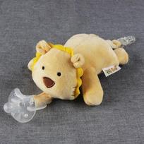 Švelnus ir raminantis kūdikio vienaragio čiulptukas-žaislas su nuimamu klipsu Lion No Pacifier beige