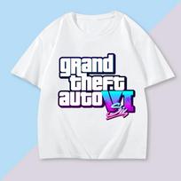 Grand Theft Auto 6 S-3XL Tee Adult Cartoon T-Shirt Women Men Cotton Style Fashion Trend for New Game Fans XL white