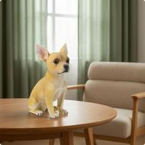 Chihuahua Statue Lifelike Figurine Realistic for Living Room, Entryway white