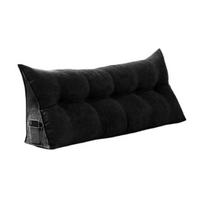 Trikampinė pagalvė galvūgaliui, atrama nugarai, galvūgalio pagalvėlė su šonine kišenė, dienos lovos pagalvė su nuimamu užvalkalu 80 cm black