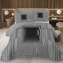 Tinklinė pledinė lovatiesė Juoda ir balta languota patalynės komplektas Sodybos bufalo languota užklotinė Geometrinė gingham languota lovos uždangalas 220*240cm 3pcs