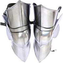 Forged Medieval Knight Leg Armor, Pair of Leg Armor Protects the Knee, Thigh, Adult gray