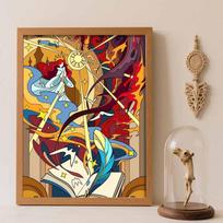 Disney diamond painting full drill 5D magical book and feather diamond art home decor creative handicrafts Round 20x30cm orange