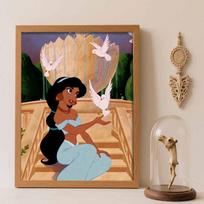 Disney Diamond Painting Kit  Jasmine & Dove 5D DIY Home Decor Craft Hobby Gift Beautifully Designed Round 20x30cm brown