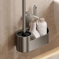 Suction Cup Mount Toilet Brush Holder Space Saving No Drill Design Wall Mounted Toilet Brush with Container pilka