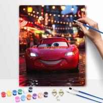 Disney oil painting kit painting art Lightning McQueen bedroom wall decoration handmade diy gift 30x40cm red