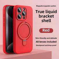 Skysto silikono magnetinio žiedo laikiklio dėklas Magsafe IPhone 16 15 14 13 12 Pro Max Plus 16Pro 15Pro telefonui, Mag Safe stovelio telefono dangtelis For iPhone 12 raudona