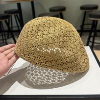 Thin Design Summer Beret Hollow Out Design Artist Hat Fashion Hollow Out Beret  Summer Season 3 brown